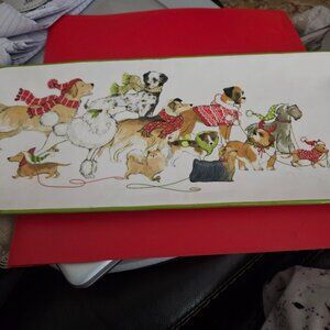 pier 1 imports park avenue puppies retanguluar platter hand painted dog theme